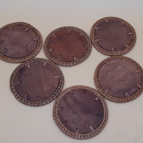 3 wood and Rattan Bowls Plus Coasters - Picture 8 of 11